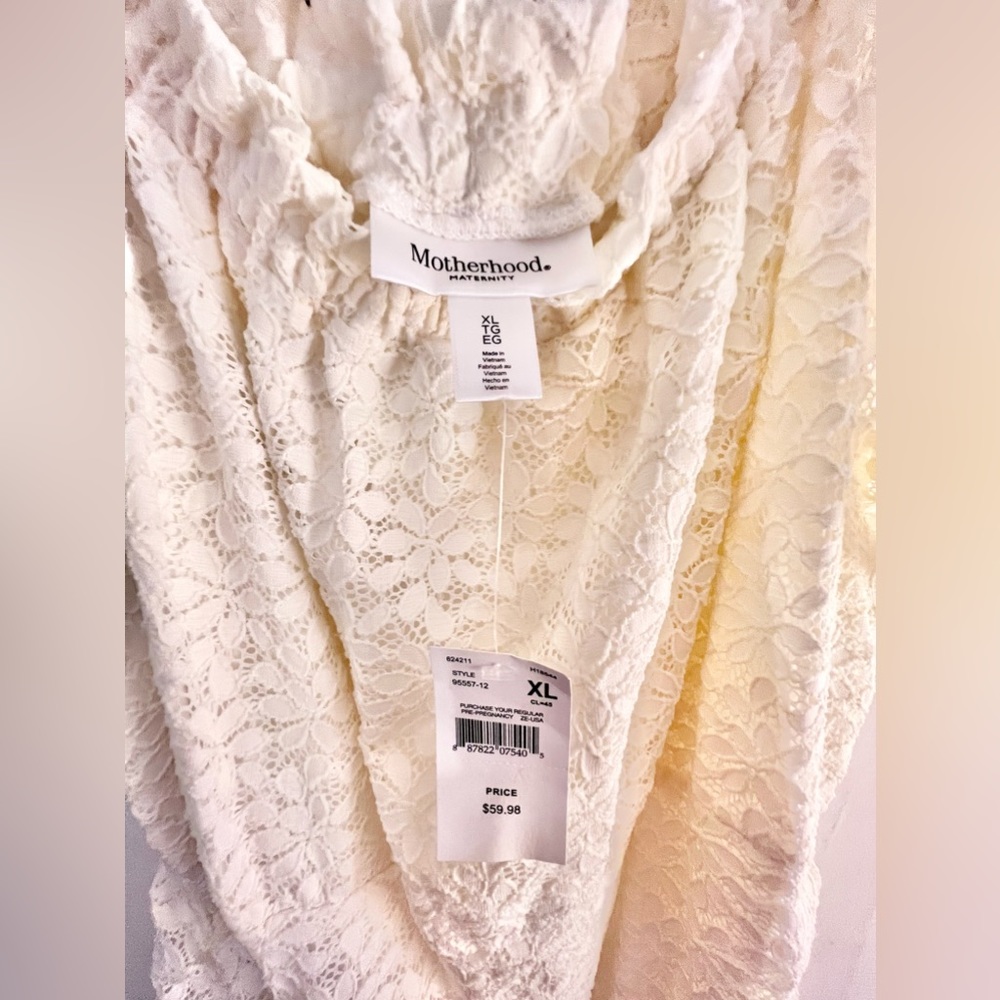 Motherhood maternity off shoulder dress (xl) color white STRETCHY!